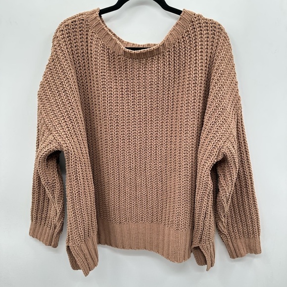 AMERICAN EAGLE Oversized green-brown large knit woman bohemian casual sweaters - Picture 11 of 16